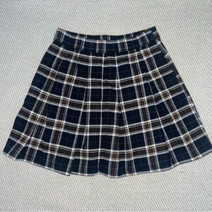 Hollister Y2k Ultra High Rise Preppy Navy Plaid Pleated Schoolgirl Skirt Sz Xs